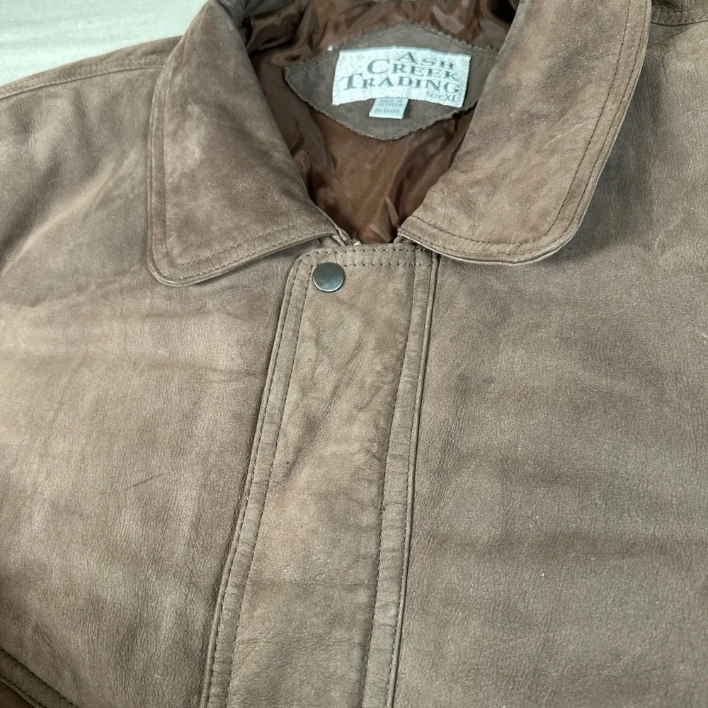 Ash Creek Trading Mens XL‎ Brown Genuine Leather Bomber Flight Jacket Vintage